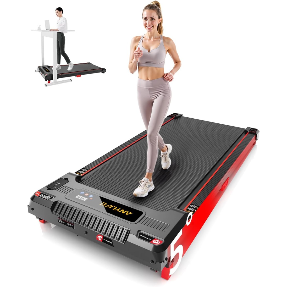 Anylife Treadmill with Incline, 300 lb Capacity, Portable Walking Pad